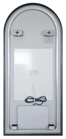 Saniclear Arc toog spiegel met zwarte lijst 45x100cm met verwarming, direct en indirect licht