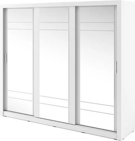 Kledingkast Fresno 101, Wit, 215x250x60cm, 218 kg, Kledingkast deuren: Schuivend, Aantal planken: 6, Aantal planken: 6