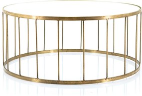 By-Boo Caesar Ronde Salontafel Goud En Ribbelglas - 80 X 80cm.