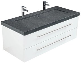 Saniclear Granite 130cm wit badkamermeubel met graniet bovenblad met 2 kraangaten