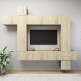 vidaXL 9-delige Tv-meubelset spaanplaat sonoma eikenkleurig