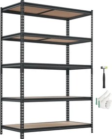 VEVOR zwaar uitgevoerde opbergkast 1228x619x1813mm, draagvermogen 1360,8kg, stalen frame en 5 verstelbare planken, modulaire opbergkast te gebruiken als werkbank, flexibele metalen opbergkast voor kelder, garage of werkplaats