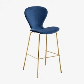 Pak Van 4 Uit Hoge Krukken ↑75 Cm & Goud & Fluwelen Blauw & Terciopelo - Sklum