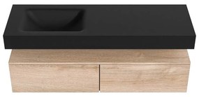 Zaro Alan badmeubel 140cm washed oak 2 lades met vrijhangende wastafel cloud links zonder kraangat urban