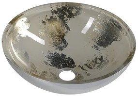 Sapho Murano glazen waskom 40x14 zilver/beige