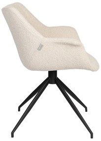 Zuiver Doulton Swivel Design Eetkamerstoel Draaibaar Wit Boucle