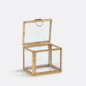 Vierkant vitrinekistje in glas en messing Stelia