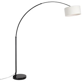 Moderne booglamp zwart met boucle kap wit 50 cm - XXL Modern E27 rond Binnenverlichting Lamp