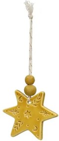Hanger, porselein, ster, geel