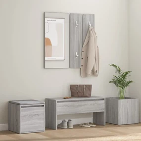 vidaXL Halmeubelset bewerkt hout grijs sonoma eikenkleurig