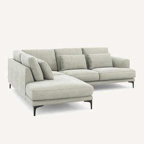 Rechtse hoekbank met leuning in stonewashed fluweel Marsile