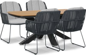 Tuinset 4 personen 180 cm Rope Grijs Domani Furniture Trivento/Camila