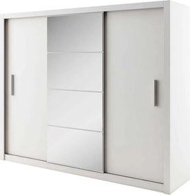 Kledingkast Cirdelu 101, Wit, 215x250x60cm, 206 kg, Kledingkast deuren: Schuivend, Aantal planken: 6, Aantal planken: 6