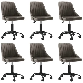 vidaXL Eetkamerstoelen draaibaar 6 st fluweel donkergrijs