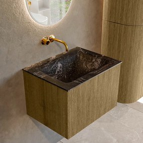 Mondiaz Kurve-dlux 60cm badmeubel dusk met 1 lade en wastafel cloud midden zonder kraangat lava