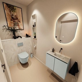 Mondiaz Ture DLux toiletmeubel 60cm greey met wastafel ostra rechts zonder kraangat