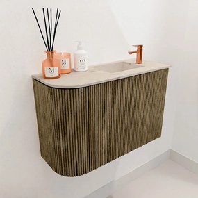 Mondiaz Joya DLux 60cm toiletmeubel ronding links dusk met wastafel faye rechts 1 kraangat frappe