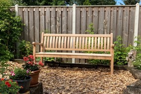 Teakhouten tuinbank Patrick - 180 cm. - Voorgevormde rugleuning