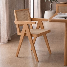 Rotan Stoel Met Armleuningen Naturel