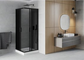 Mexen Rio vierkante douchecabine 70 x 70 cm, grafiet, zwart + douchebak, wit - 860-070-070-70-40-4510