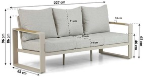 Stoel en Bank Loungeset 5 personen Aluminium/Polywood (teakfinish) Taupe  Lifestyle Garden Furniture Lezo
