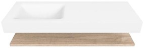 Zaro Alan badmeubel 130cm met planchet washed oak en vrijhangende wastafel cloud links zonder kraangat talc