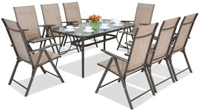 Stalen dining tuinmeubels Modena/Rosario voor 8 personen Garden Point bruin