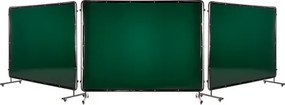 VEVOR Lasgordijn met frame, 3 panelen, 1740 x 2340 mm, vlamvertragend vinyl lasscherm met 12 wielen en 6 niveaus UV-bescherming voor werkplaats/industriële toepassingen, donkergroen