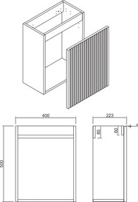 SaniGoods Mika fontein onderkast met ribbelfront 40x22.3x50cm walnoot