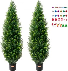 VEVOR Kunstmatige Topiary Cederboom, 152 cm hoog (2 stuks), met extra bladeren en pot, Kunstmatige Groenblijvende Dennencipres, UV-beschermde Kunstmatige Groenset