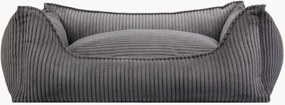 Ribfluwelen hondenmand met matras Charcoal