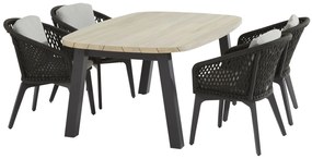 4 Seasons Outdoor Belize dining set met Derby tafel ellipsvormig blad 180 cm  Tuinset    antraciet weerbestendig