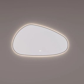 Hipp Design 13600 organische spiegel 100x70cm met backlight en spiegelverwarming mat zwart