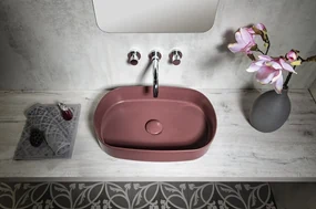 Isvea Infinity Oval waskom 55x36cm mat bordeaux rood