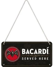 Metalen wandbord Bacardi - Served Here, (20 x 10 cm)