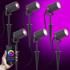 6x Stark Tuinspot Antraciet met Smart Color LED