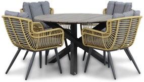 Tuinset Ronde Tuintafel 4 personen 125 cm Wicker/Aluminium/Aluminium/wicker Taupe Coco Azzano/Ancona