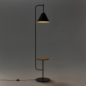 Staande lamp met metalen en eiken plank Mugli