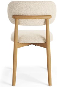 ALDO Crème (stof Monza 90)/gelakt eiken frame – HOUTEN BOUCLÉSTOEL VOOR WOONKAMER, EETKAMER, KEUKEN RETRO