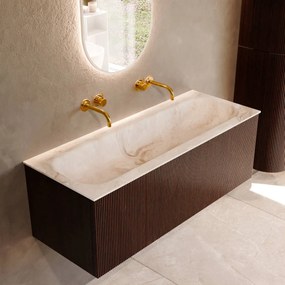 Mondiaz Kurve-dlux 120cm badmeubel ruby met 1 lade en wastafel big large midden zonder kraangat frappe