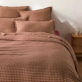 Dekbedovertrek in gewassen linnen Acélie Bordeaux