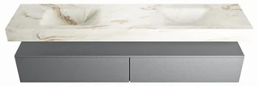 Mondiaz Alan DLux badmeubel 200cm plata 2 lades met wastafel frappe dubbel 2 kraangaten