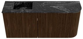 Mondiaz Joya DLux 90cm toiletmeubel ronding rechts walnut met wastafel faye links zonder kraangat lava