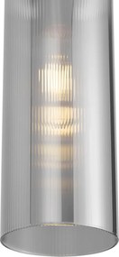 Art Deco hanglamp zwart met smoke glas voor railsysteem 1-fase - Iconic Laura