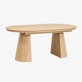 Ovale Eettafel 180-240x105 Cm Uitschuifbaar In Mdf En Montana Eiken Fineer Natuurlijk Hout & 180-240x105 Cm - Sklum