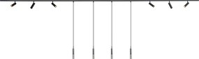 Modern railsysteem zwart met 6 spots en 4 hanglampen 1-fase - Slimline Uzzy Loyce