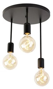 QAZQA Moderne plafondlamp zwart 3-lichts - Facil Modern E27 rond Binnenverlichting Lamp