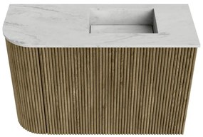 Mondiaz Joya DLux 60cm toiletmeubel ronding links dusk met wastafel faye rechts 1 kraangat opalo