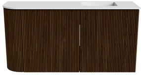 Mondiaz Joya 80cm toiletmeubel ronding links walnut met wastafel faye rechts 1 kraangat talc