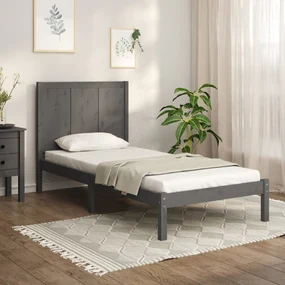 vidaXL Bedframe massief grenenhout grijs 100x200 cm